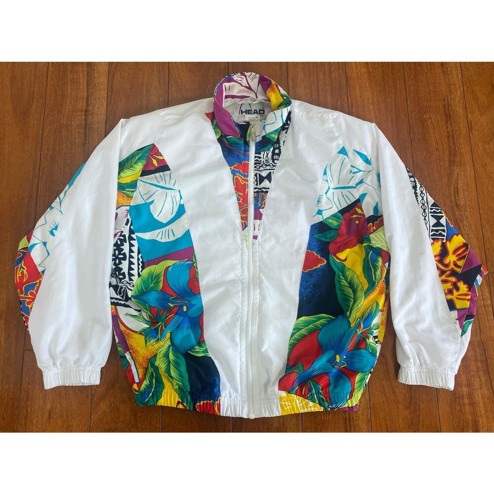 VTG RETRO 90s HEAD Tennis Hawaiian floral colorblack track windbreaker jacket S